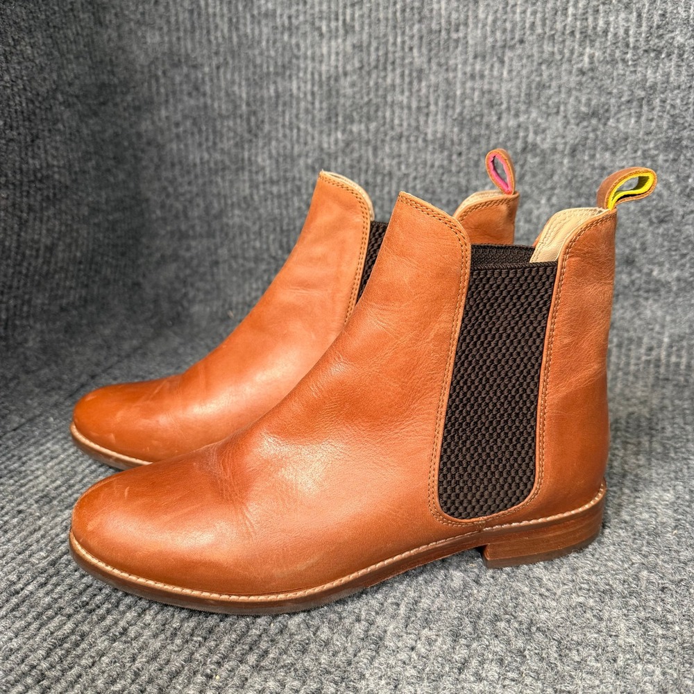 Joules Chelsea Boots UK 4 EU 37 US 6 Tan Leather Pull On Minimalist Casual India